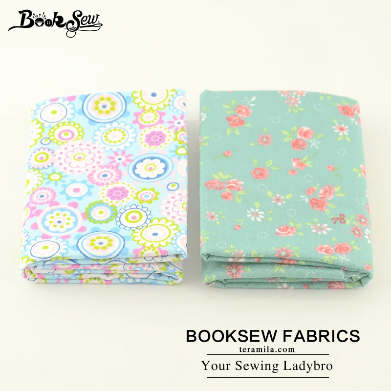 Booksew Cotton Twill Fabric Flower Pattern Tecido Tissue 2pcs 50cmX100cm Sewing Cloth Quilting For Baby Patchwork Bedding Craft