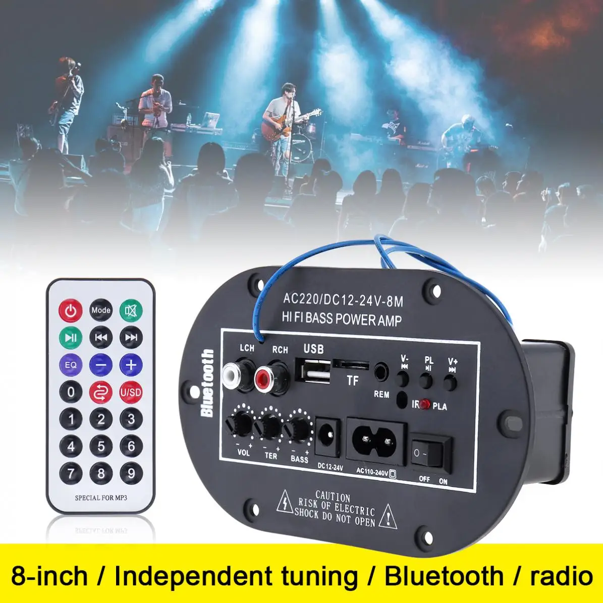 8 Inch 25W HI-FI Bluetooth-compatible Car Audio Power Amplifier Auto FM Radio Player Support SD/DVD/MP3 With Remote Control