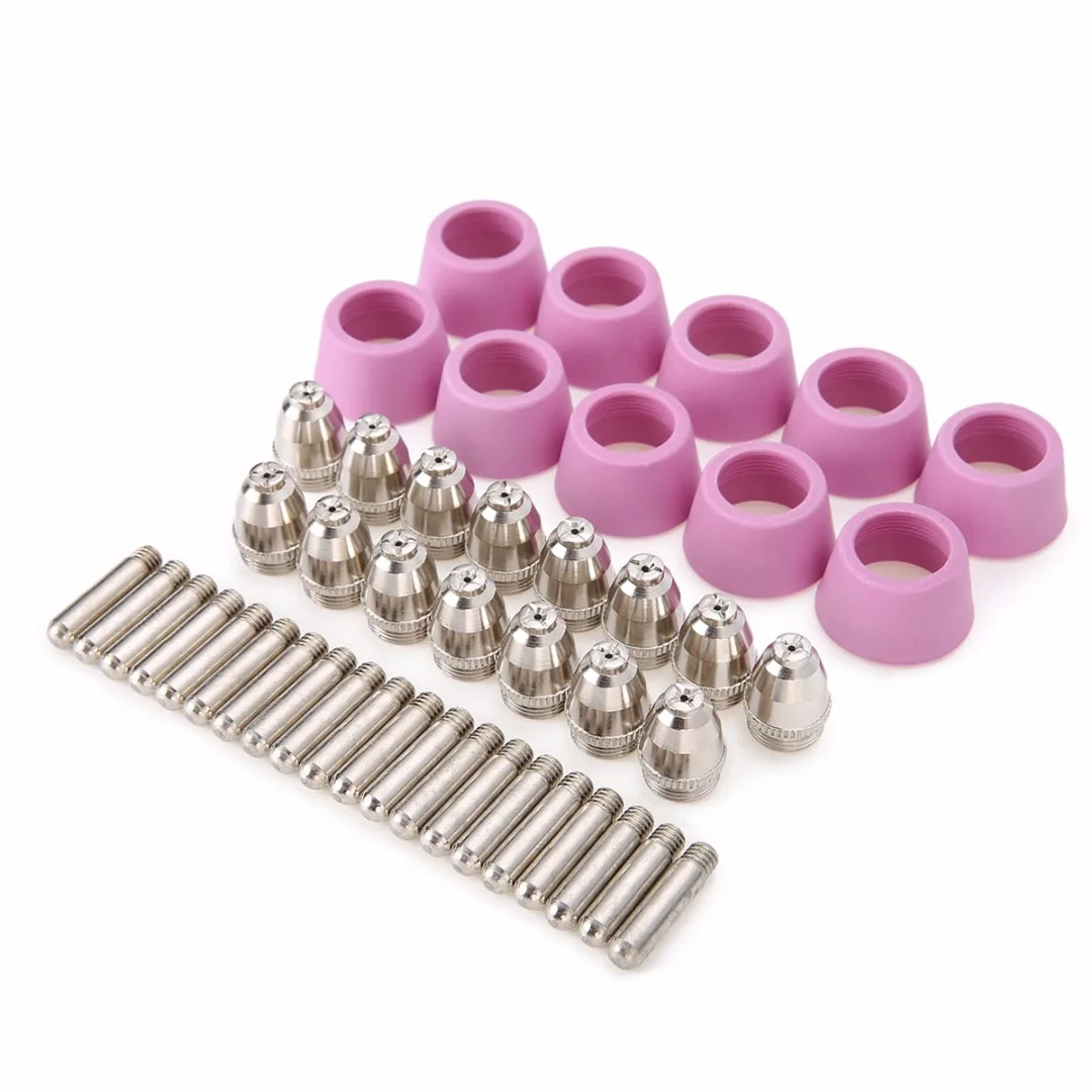 40Pcs Plasma Cutter Cutting Consumables Electrodes Nozzles Tips Shield  Cup