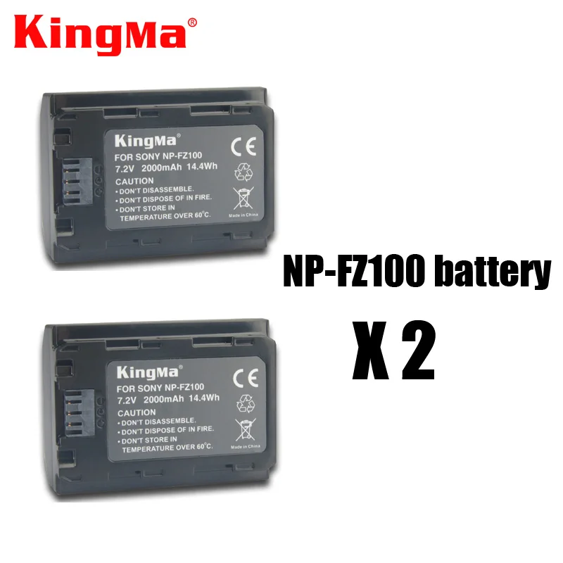 2000mah KingMa 2pcs np-fz100 Battery NP FZ100 Rechargeable Battery for SONY ILCE-9 A7m3 a7r3 A9 7RM3 BC-QZ1 micro single camera