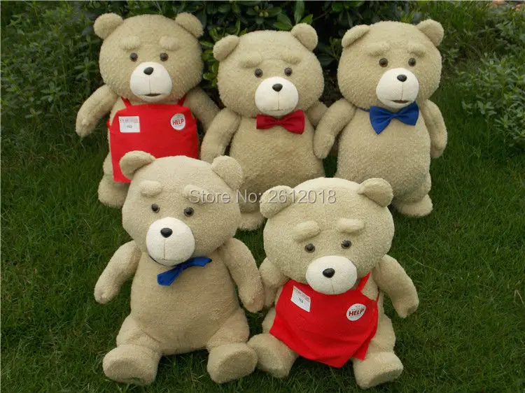 

New Ted movie teddy plush 45cm, Standing sitting ted plush bear, teddy bear giant Red apron Black bow tie plush Toy Gift 6 Style