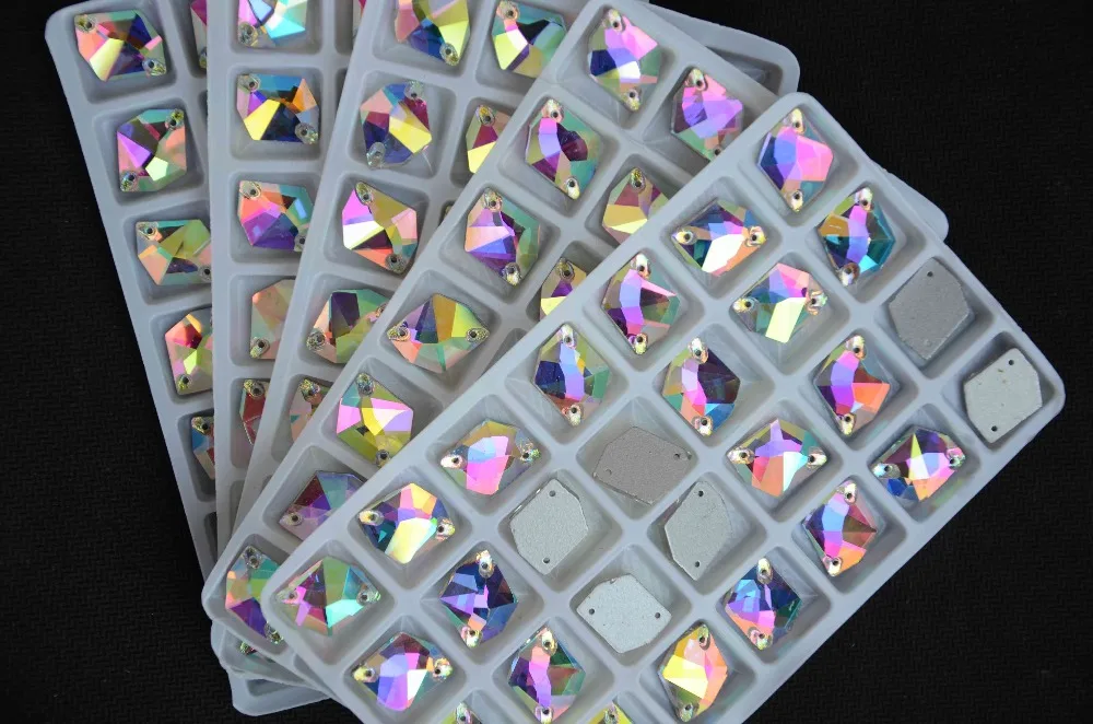 

All Sizes Cosmic Shape Sew On Stones Crystal Clear AB Flat Back 2 holes11*14mm,13*17,16x21,21*27mm Glass Sewing Crystal Beads