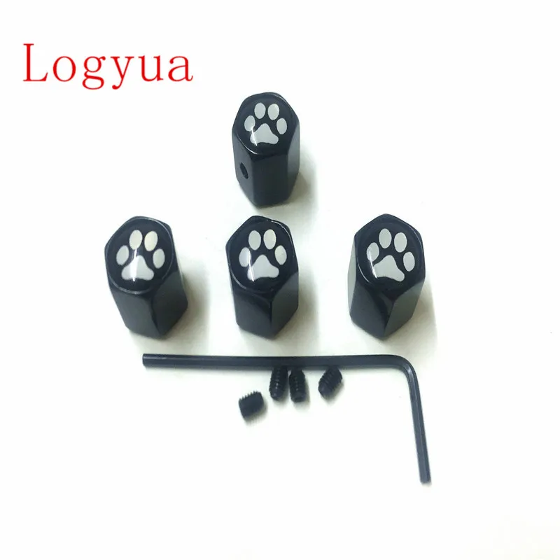 4Pcs/lot Car Styling Anti-theft Lovely Bear Cat Dog Paw Print Logo Wheel Tire Valve Stem Air Cap For Toyota Honda Volvo