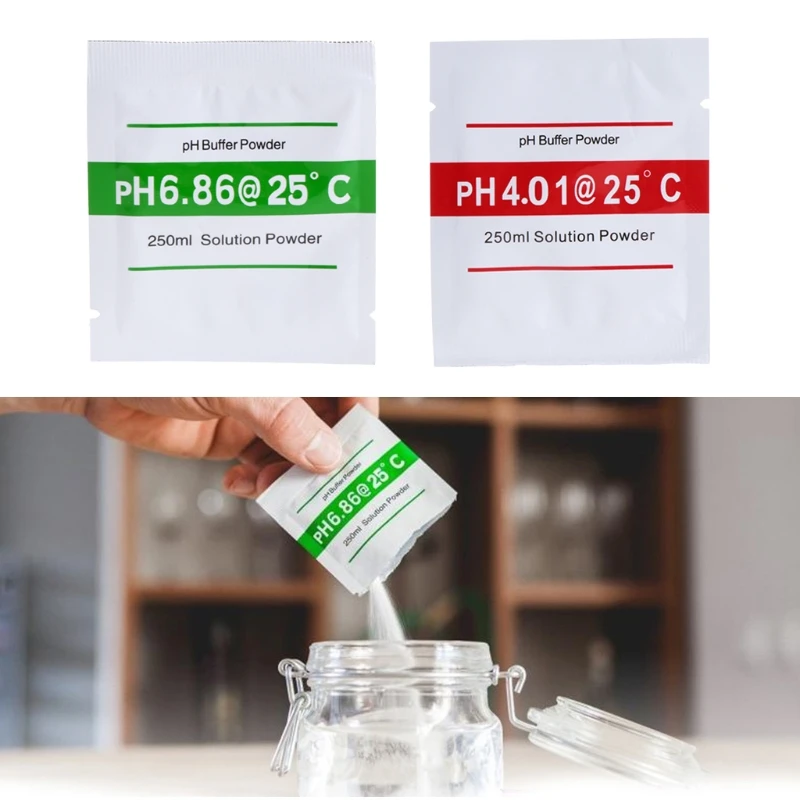 OOTDTY 20 Pcs PH Buffer Solution Powder PH For Test Meter Measure Calibration 4.01 6.86 250ml Each Pack Volume