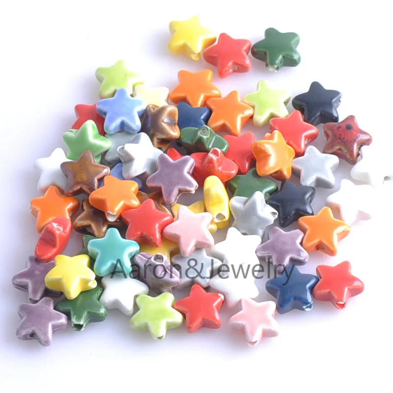 14x7mm 40pcs Mixed color Porcelain Ceramic Beads,Star Spacer Beads Fit Jewelry YKL0310