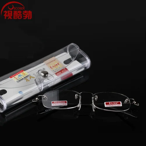 Imagen 2 del producto Gafas de lectura sin marco con estuche para hombres y mujeres, anteojos de computadora ligeros, anteojos recetados portátiles, negocios, moda