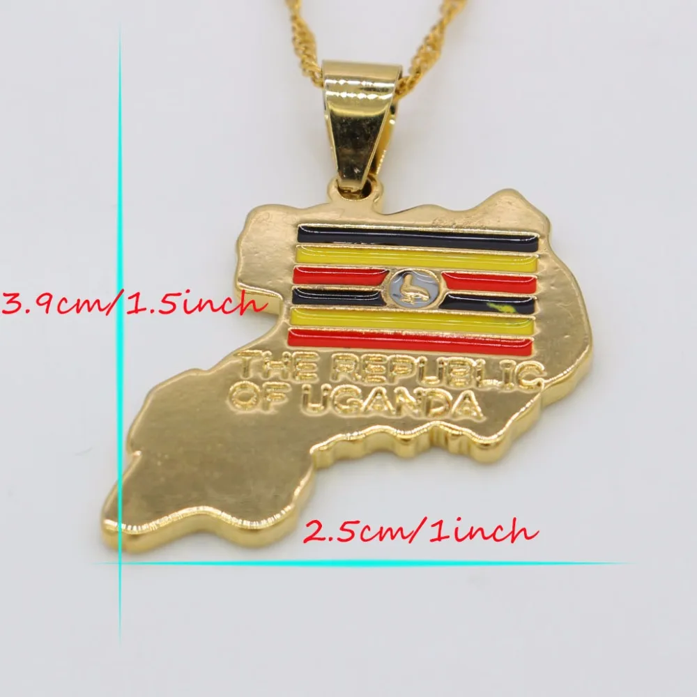 Adixyn The Republic of Uganda Map Pendant New Trendy Gold Color Women/Men Fashion Jewelry Uganda Flag Clock Pendant N11310