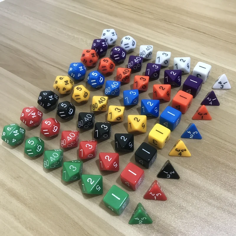 7Pcs/Lot Dice Set RPG Wholesale High Quality Multi-sided Dice D4 D6 D8 D10 D10 D12 D20