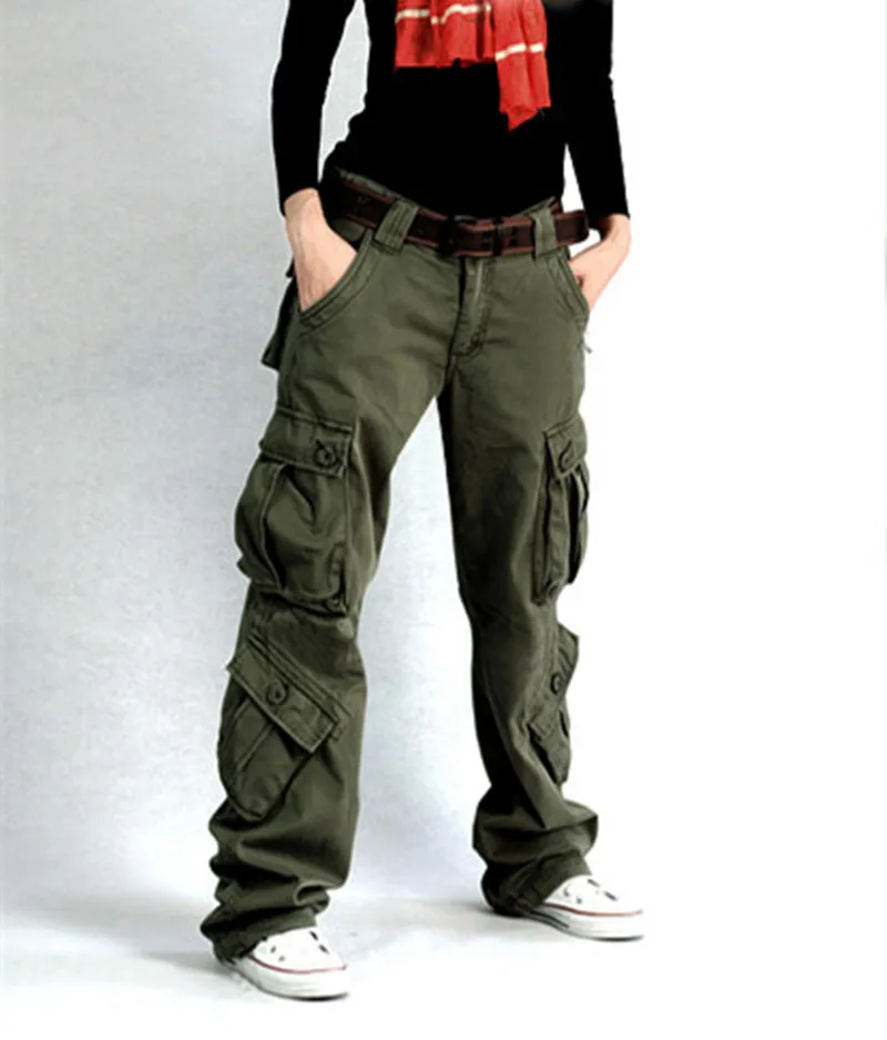 Army Cargo Pants Women Big Size Loose Street Dance Trousers Ladies Y2k Hip Hop Baggy Multi-pocket Full Pants Female