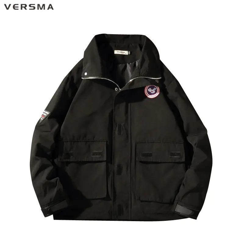 VERSMA 2019ญี่ปุ่น Harajuku Vintage Windbreaker แจ็คเก็ตฤดูใบไม้ร่วงฤดูใบไม้ร่วง Hip Hop Streetwear นักบินแจ็คเก็ตบุรุษเสื้อผ้า Overcoat