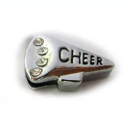 100PCS/lot 8MM Rhinestones Cheer Megaphone DIY Alloy Slide Charms Fit For 8mm Leather Wristband Bracelet Holiday Gift