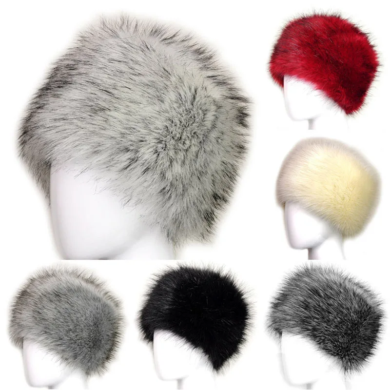 Fashion Women Lady Faux Fox Fur Cossack Style Russian Winter Hats Warm Cap