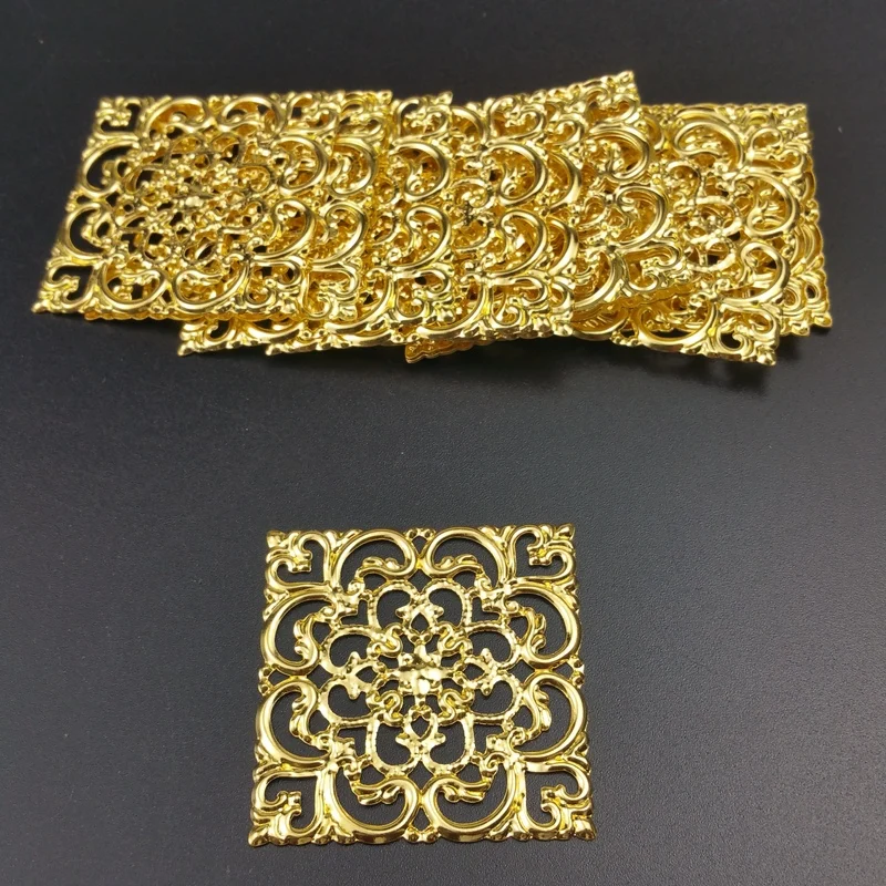 20pcs/lot 40mm  Filigree square  Wraps Connectors Embellishments Findings Wraps Connectors For DIY Jewelry Making