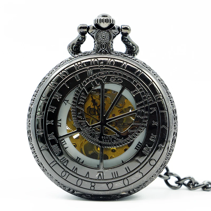 

5pcs/lot Antique Roman Style Hollow Mechanical Pocket Watch With Necklace Pendant Fashion Cool Analog Antique Gift Pocket Watch