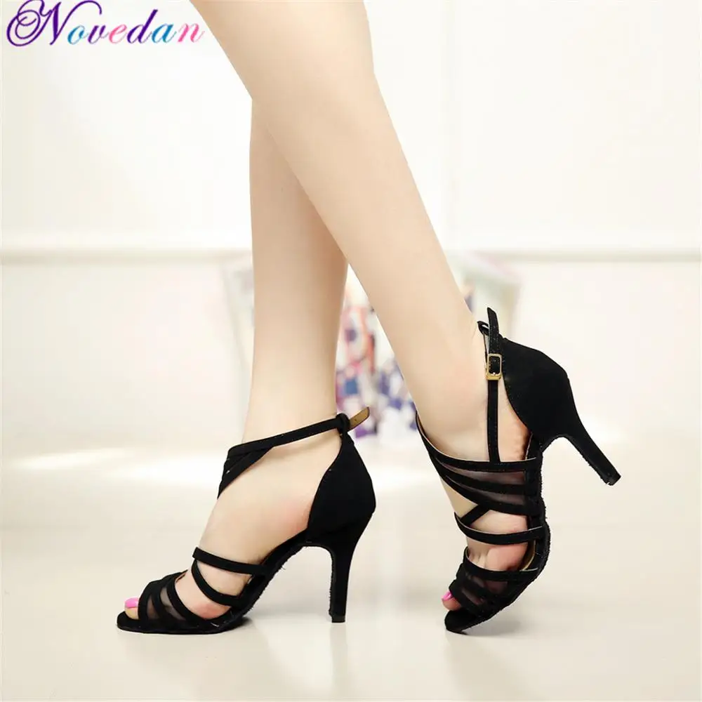 Women Professional Ballroom Latin Dance Shoes Black Salsa Shoes High Heels 6/7.5/8.5cm Red Samba Tango Kizomba Dance Shoes