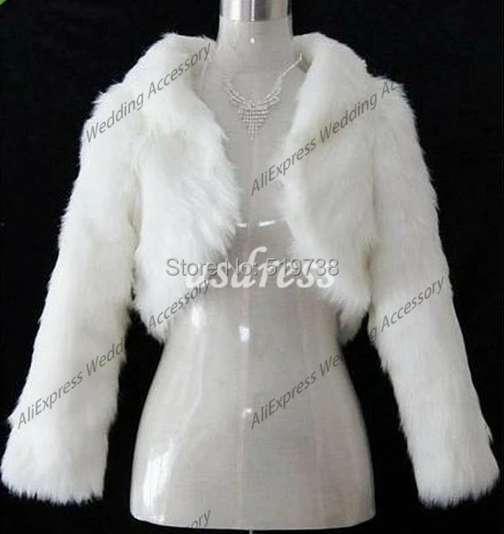 Casaco preto Faux Fur para damas de honra, envoltório nupcial, jaqueta de manga comprida, xale, estola, Bolero, Marfim Fake Fur, moda