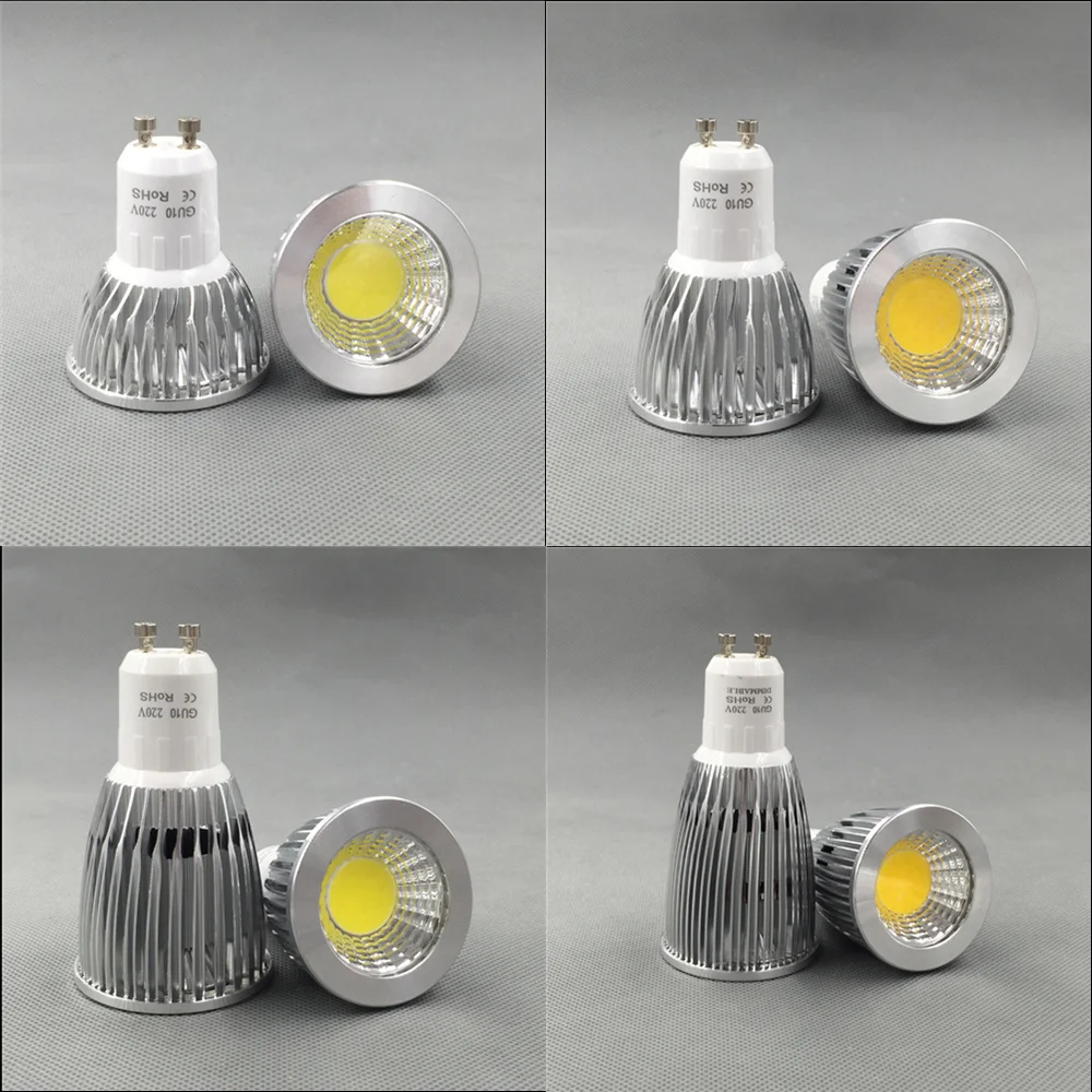 10pcs GU10 Cob dimmerabile lampadina a LED E27 E14 Mr16 faretto 3w 5w 7w 10w bianco caldo 2700k 3000k alogeno di potenza reale