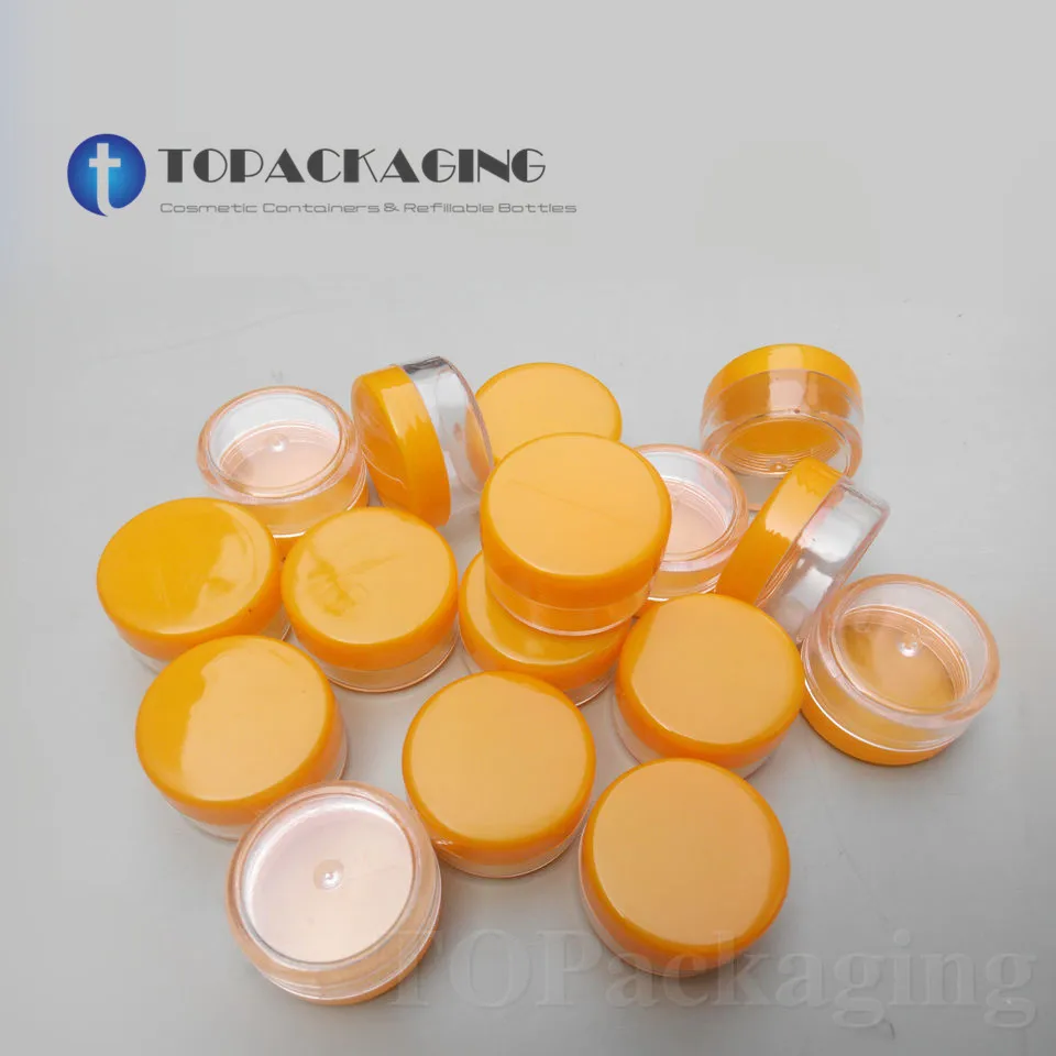 

50PCS/LOT-5G Cream Jar,Clear Plastic Box With Orange Screw Cap,Small Sample Cosmetic Container,Empty Mask Canister,Nail Art Cans