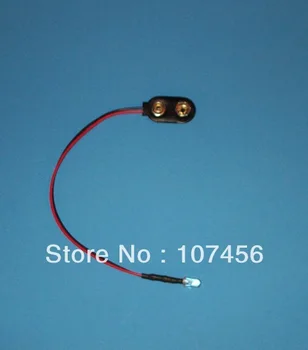 9 V DC有線青色LEDランプ,5mm,9 V DC,スナップ付き,100個,送料無料