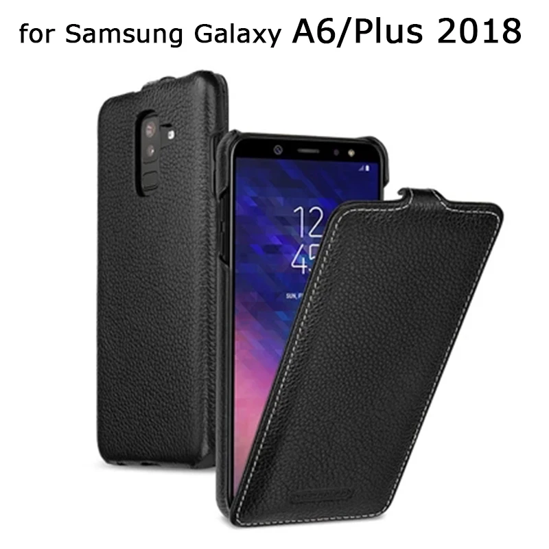 

Luxury Handmade Genuine Leather Case for Samsung Galaxy A6 2018 Version Business Flip Phone Cases Cover for Samsung A6 Plus 2018