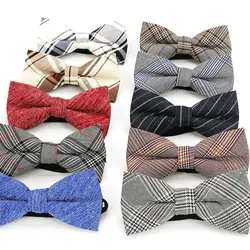 Plaid Cotton Bow Tie For Men Classic Shirts Bowtie For Business Wedding Bowknot Adult Mens Bowties Cravats Red Blue Butterfly