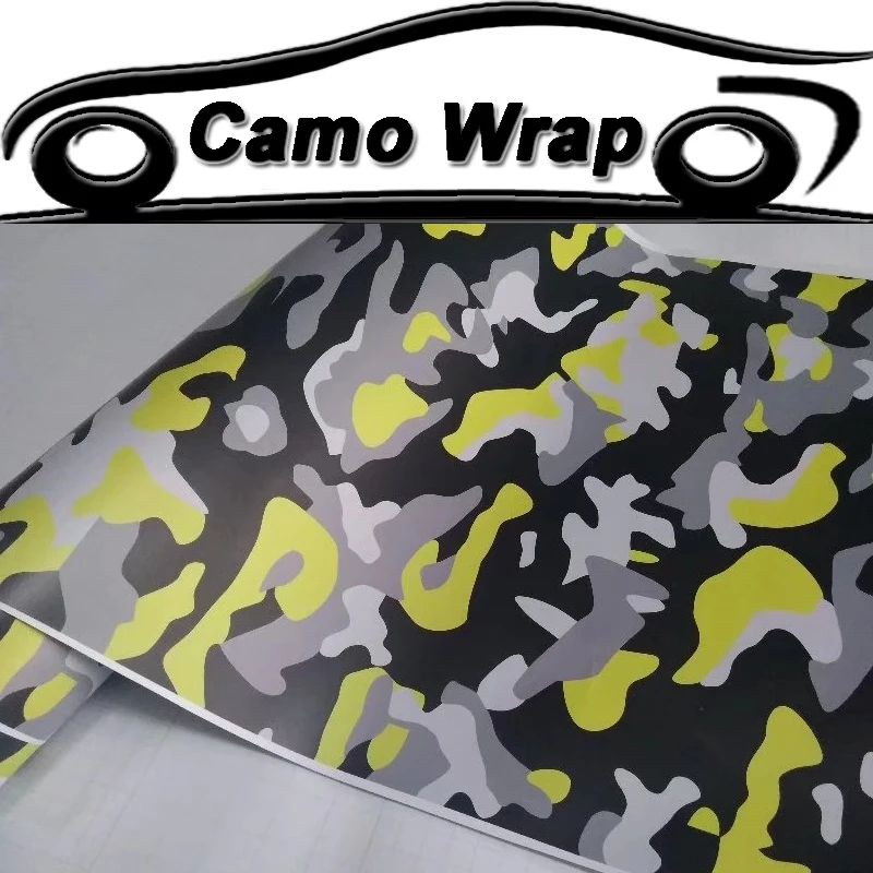 

ORINO Black Grey Yellow Vinyl Film Snow Camouflage Wrap Foil Car Sticker Vehicle Motorbike Scooter Wrapping Decal Air Bubble