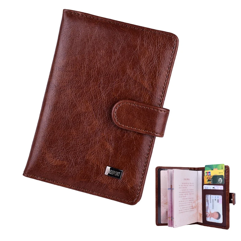 Hasp Leather Passport Cover ID Card Holder Case Wallet for Business Credit Cards Passport Holder Tarjetero Porte Carte Bancaire