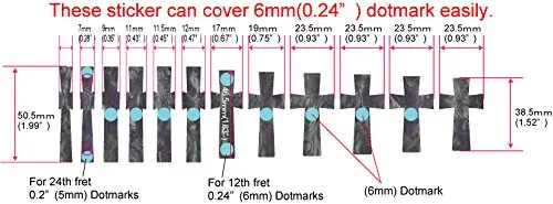 Fretboard Markers Inlay Sticker Decals for Guitar & Bass - Iommi Cross