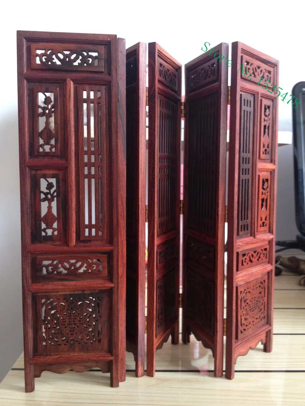 14.75 inch Exquisite Hand-carved Chinese Boxwood & Sculpture Folding Screen Home decoration tabletop decorative crafts