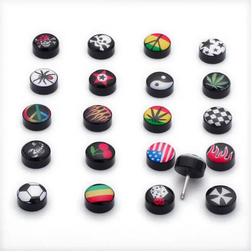 2 pcs Fake Cheater Ear Plug Piercing Earring Stud Tunnel Stretcher Leaf Pattern Design Lot ear stretchers plugs and tunnels