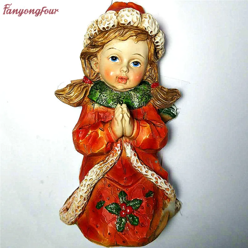 Praying Christmas Girl Silicone Mould Kitchen Baking Supplies Chocolate Cake Mould DIY Candle Pudding Sugar Mould