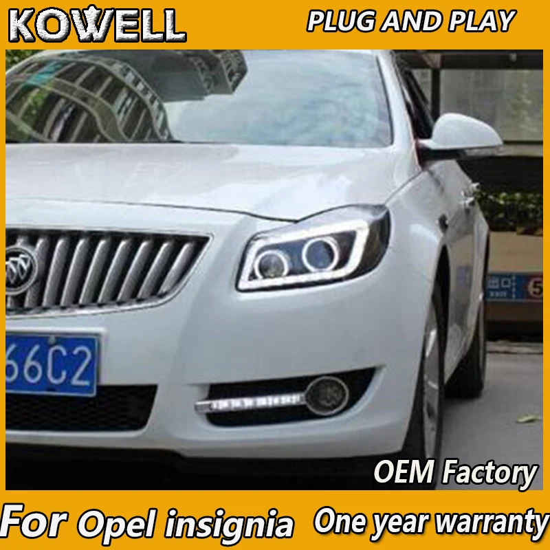 

KOWELL Car Styling for Verano Regal Opel insignia LED Strip Headlight with Bi Xenon Projector Lens 2010-2013 Year Double Color