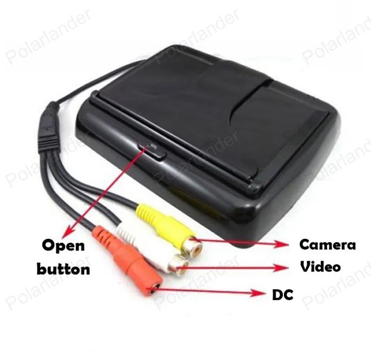 4.3 inch Foldable car display with 2 video inputs Car Reverse Rear View Monitor add CCD Night Vision Car Camera