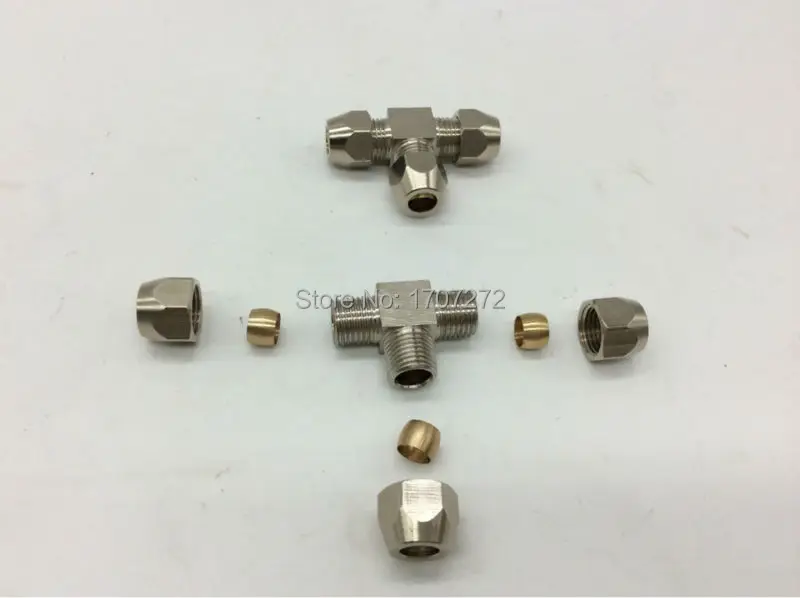 free shipping 5pcs Nickel Plated Brass 3Ways Tee Connectors Pipe Fittings,copper fitting, Copper pipe connection fitting