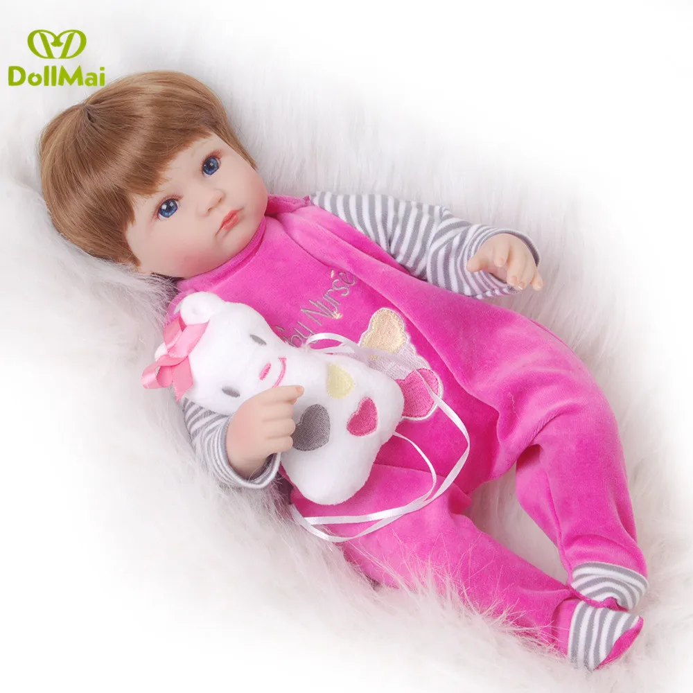 43cm Reborn Baby Dolls Soft Silicone Cotton Body Reborn Doll Handmade bebes Reborn Toddler Girl Doll For child Toys gift