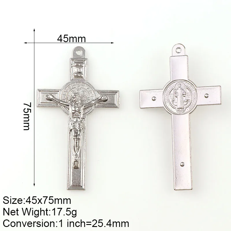 Silver Plated Jesus Crucifix Christian Jewelry Crosses Charms Saint Benedict Crucifix Pendants For DIY Pendants Necklace Jewelry