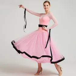 Pink Women Ballroom Dress Competition Standard Dresses Dance Wear Ballroom Clothing Standard Waltz Dress Fringe Dancing Clothes