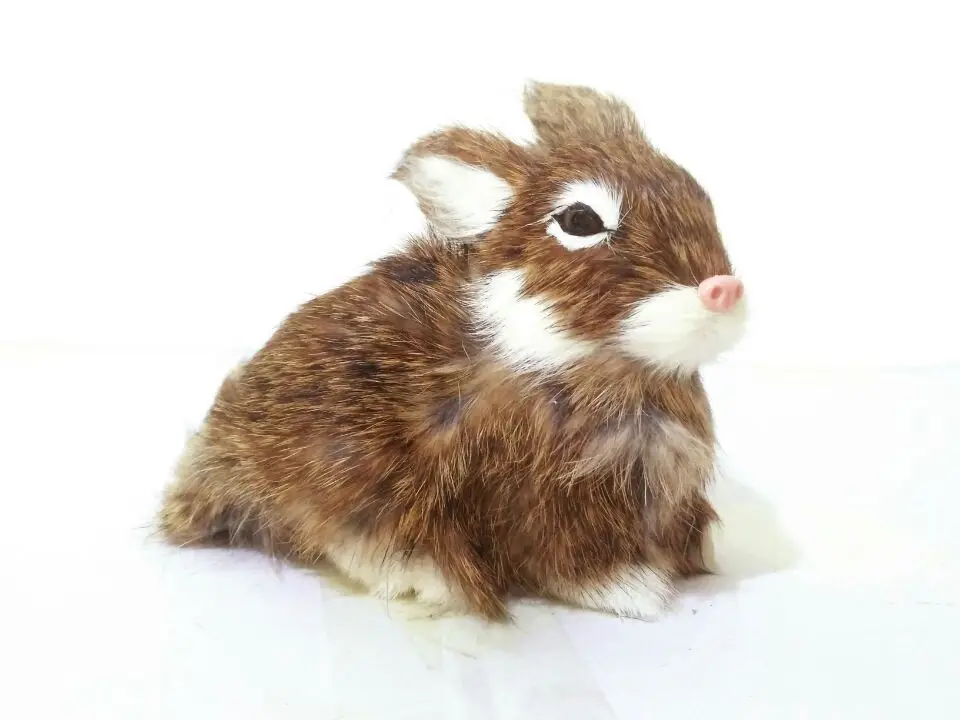 

simulation brown rabbit about 15x10cm cute rabbit polyethylene&furs hard model toy ,home furnishing decoration gift b2901