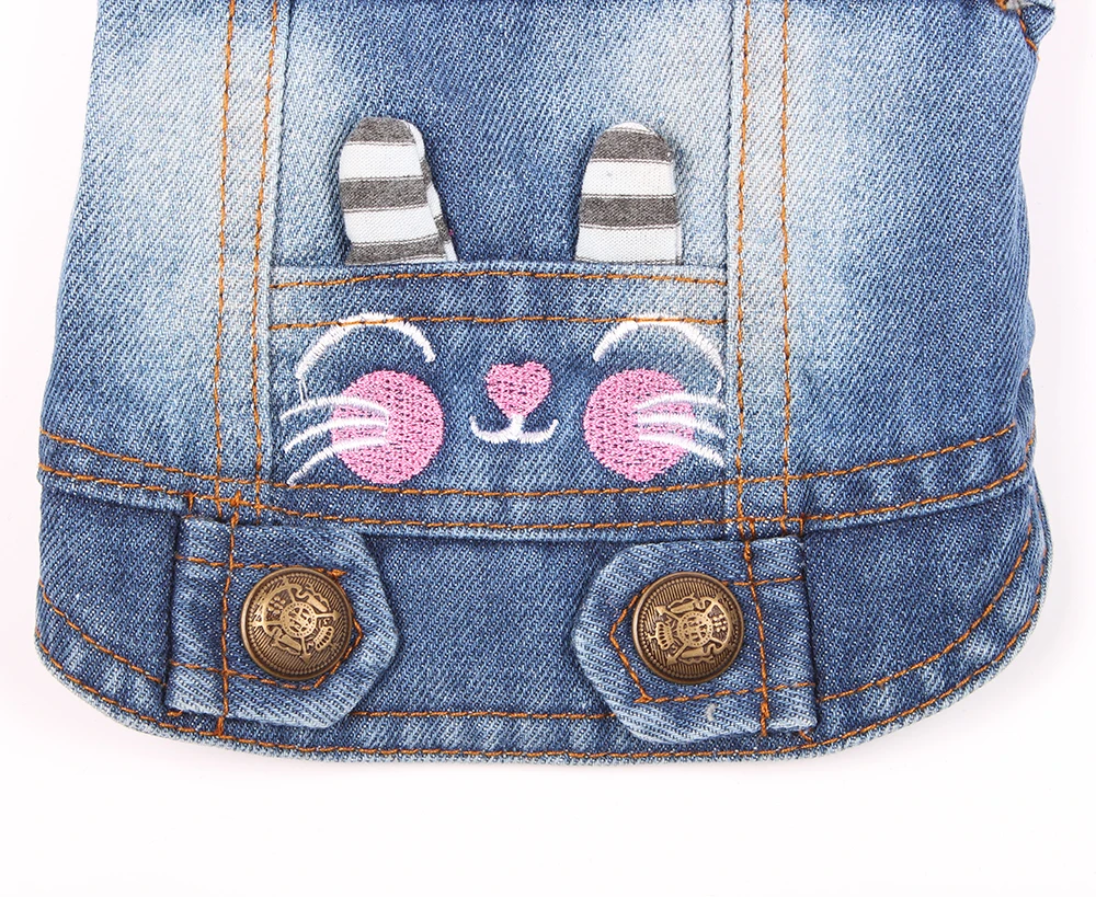 Dog Pet Jeans Jacket New Cute Face Blue Denim Coat Vest Puppy Clothes Apparel 6 Sizes 2 Design