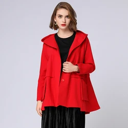 Women's Loose Hooded Single Breasted Coat,Single Breasted Short Coat,Casual Elegance, Euramerican, Plus Size, Autumn,Winter, New