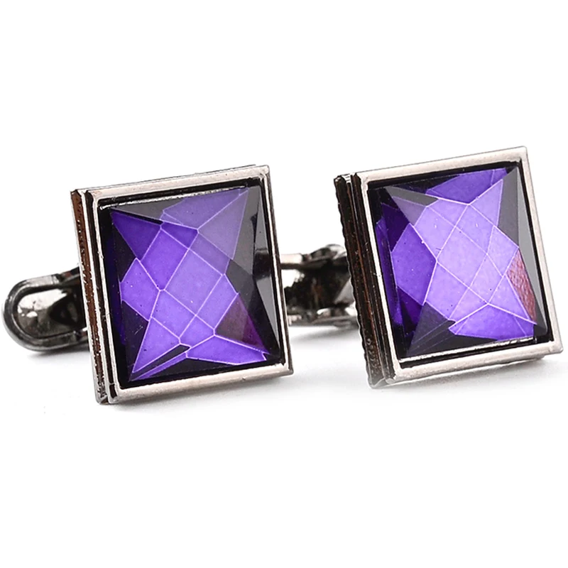 irregular cuflink Elegant Fashion Women Cufflinks Vintage White Purple Crystal Cufflink French Shirt Female Wedding Cuff Links