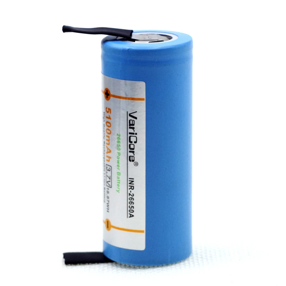 3 pcs. VariCore 26650 Lithium Battery, 3.7 V 5000 mAh Rechargeable Battery, 26650-50A  For Flashlight, Blue+Welding (DIY nickel)