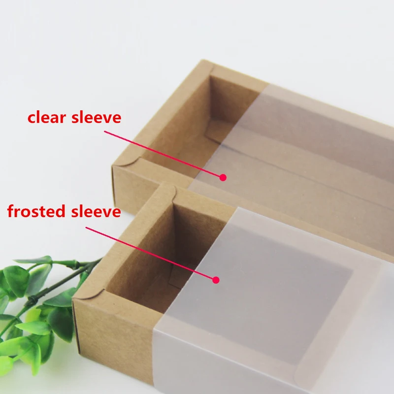 20Pcs Frosted Sleeve Kraft Paper Drawer Boxes Clear Sleeve Black White Handmade Soap Craft Box For Wedding Party Gift Packaging