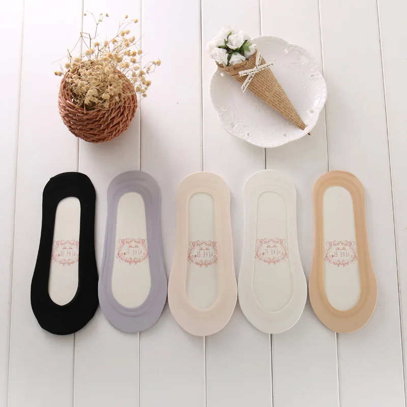 Summer women girl Silica Gel Lace Boat Socks Invisible Cotton Sole Non-slip Antiskid Slippers Anti-Slip Sock 1pair=2pcs ws7410