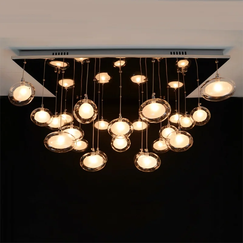 

Simple Rectangular eggs Glass LED Ball Ceiling Lights Individual Living Room Restaurant Bedroom Bar 4/6/9/12 Ceiling lamps