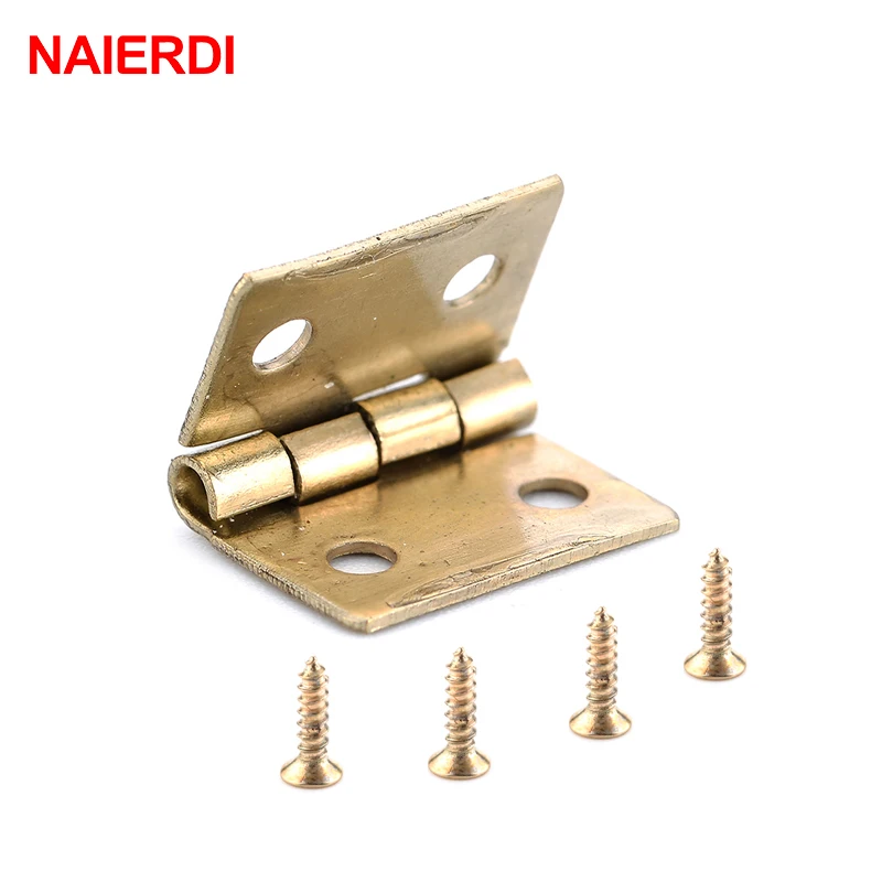 

10PCS NAIERDI Antique Hinge Mini Bronze Gold Decoration Door Hinges For Wooden Cabinet Vintage Jewellery Box Furniture Hardware