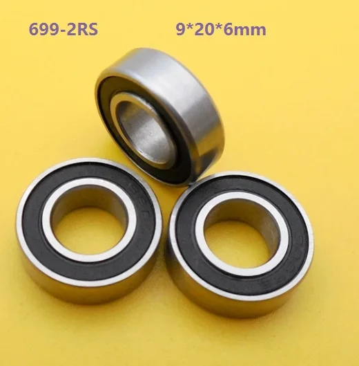 

500pcs/lot 9x20x6mm 699RS 699-2RS 699 2RS RS 9*20*6mm Deep Groove Ball Bearings Double Cover Miniature Mini bearing