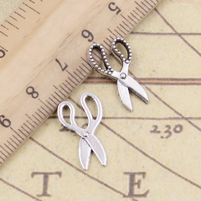 30pcs Charms Scissors 19x11mm Tibetan Bronze Silver Color Pendants Antique Jewelry Making DIY Handmade Craft