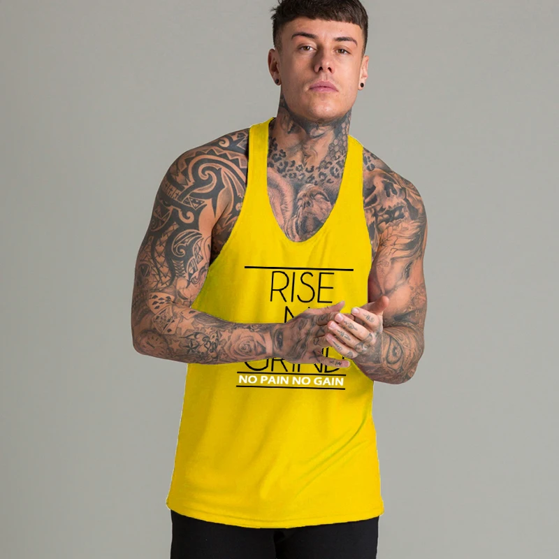 New Mens Tank Top Deep O-Neck 6 Colors Printed Tees Top Muscle Guys Vest Mens Fitness Stringer Tank Undershirt B11-52