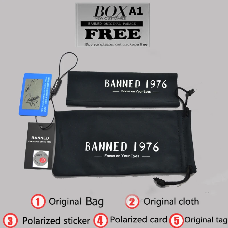BANNED 1976 Luxury Original Box Logo Case, Card.Tag, Sticker Cloth, Paper Box, Package